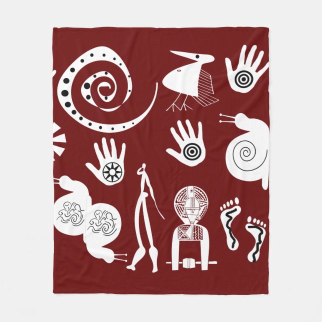 African abstract tribal art fleece blanket (Front)