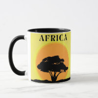 African Acacia Tree Against an Orange Sunset