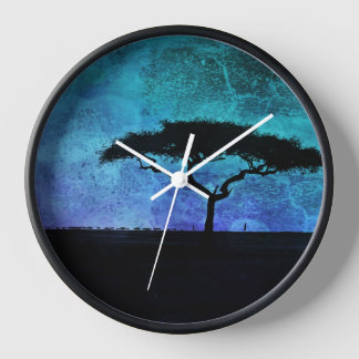African Acacia Tree and Farmer Clock