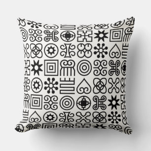 African Adinkra Symbol Throw Pillow