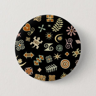African Adinkra Symbols 6 Cm Round Badge