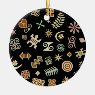 African Adinkra Symbols Ceramic Tree Decoration