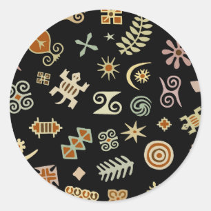 African Adinkra Symbols Classic Round Sticker