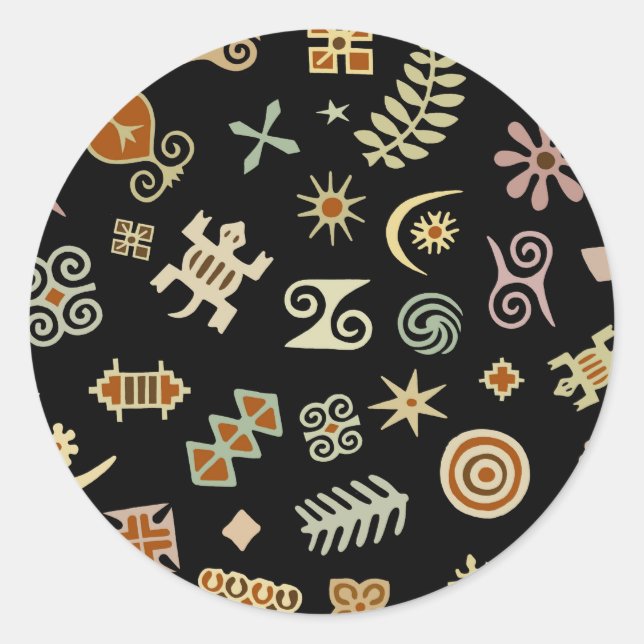 African Adinkra Symbols Classic Round Sticker (Front)