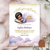 African Afro Girl Purple Little Angel Baby Shower