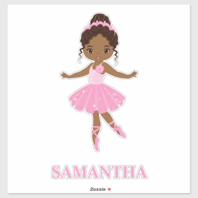 African Amecan Ballerina Girl Vinyl Sticker (Sheet)
