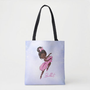 African America Ballerina Purple Ballet Dance Tote Bag