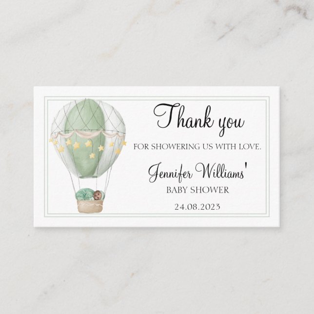 African America balloon baby shower thank you card (Front)