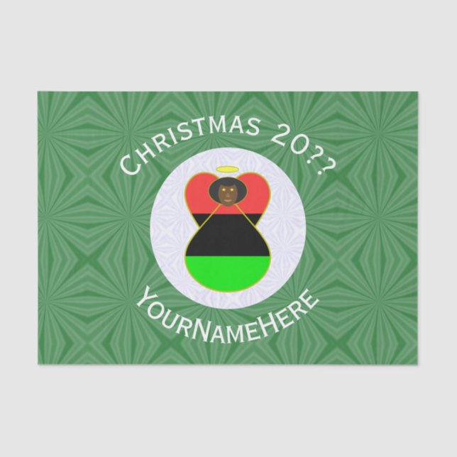 African America Flag Christmas Angel Personalised  Tissue Paper (Front)