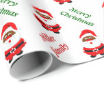 African-Americam Santa Claus Christmas custom Wrapping Paper<br><div class="desc">Cute African-American Santa Claus Christmas custom personalised wrapping paper or gift wrap holiday design that features a cute whimsical black Santa Claus,  the text “ Merry Christmas” and your name. Colours: red,  black,  green,  white</div>