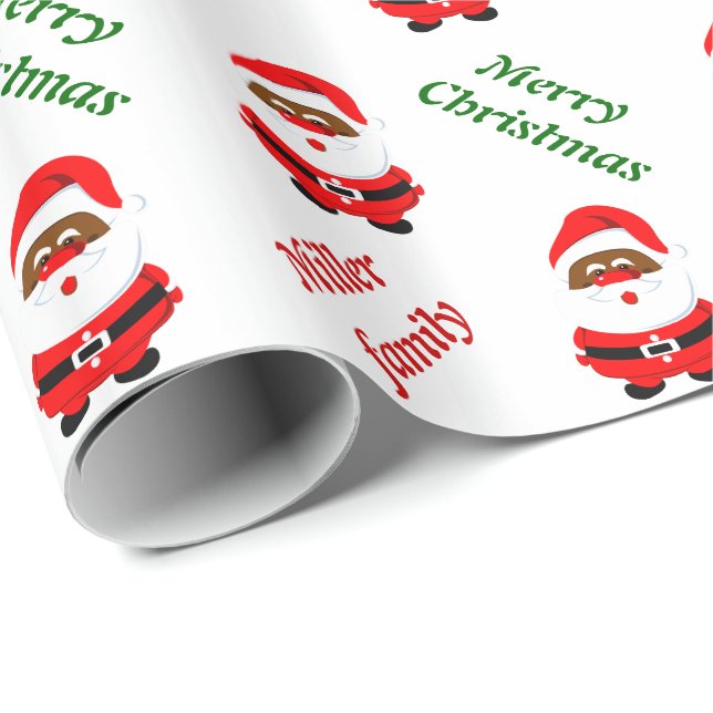 African-Americam Santa Claus Christmas custom Wrapping Paper (Roll Corner)