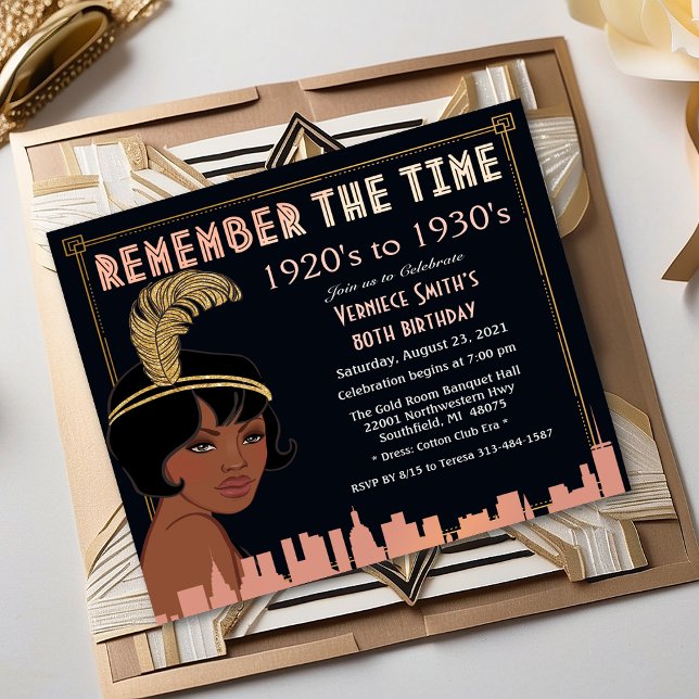 African American 1920s Style Birthday Invitation (Creator Uploaded)