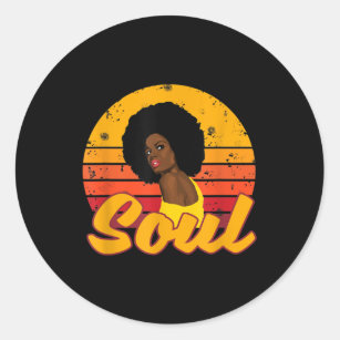 African American 70s 80s Funk Afro Disco Soul Classic Round Sticker
