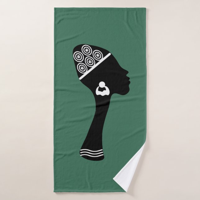 African American abstract woman profile Bath Towel (Bath Towel)