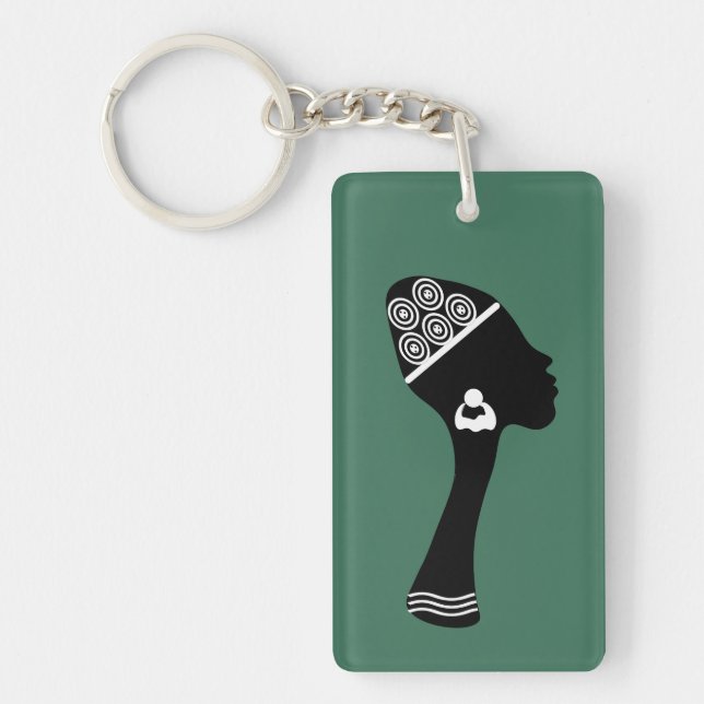 African American abstract woman profile Key Ring (Front)
