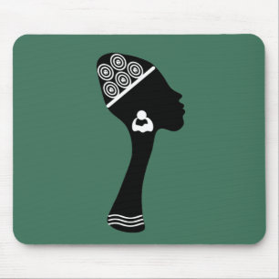 African American abstract woman profile Mouse Mat