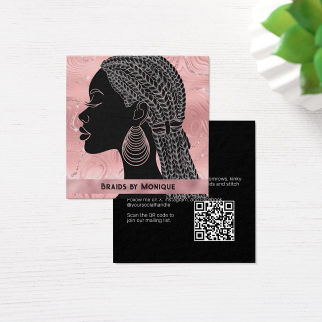 African American Afro Hair Braider Business Card (Desk)