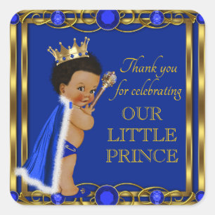 African American Afro Prince Baby Shower Stickers
