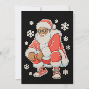 African American Afro Santa Christmas Xmas Holiday Card
