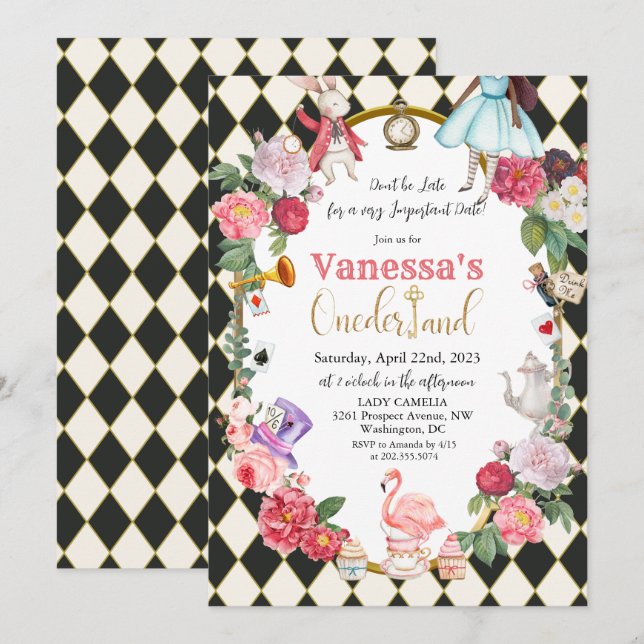 African American Alice in Wonderland Invitation (Front/Back)