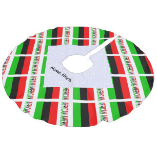 African American and Diaspora Flag Tiled Personal Faux Linen Tree Skirt