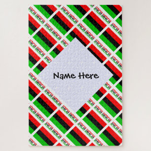 African American and Diaspora Flag Tiled with Name Jigsaw Puzzle