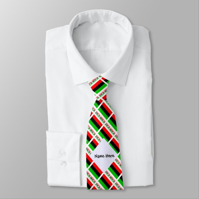 African American and Diaspora Flag Tiled with Name Tie (Tied)