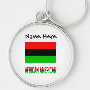 African American and Diaspora Flag with Your Name Key Ring