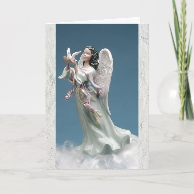 African American Angel and Peace Dove Christmas Card (Front)