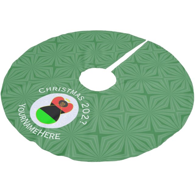 African American Angel Christmas Flag Personalised Brushed Polyester Tree Skirt (Angled)