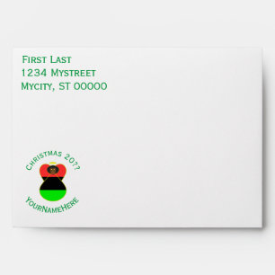 African American Angel Christmas Flag Personalised Envelope