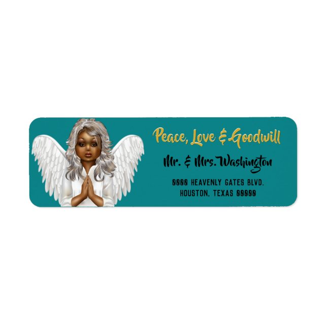 African American Angel Christmas Return Address (Front)