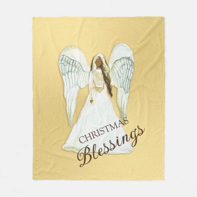 African American Angel Fleece Blanket (Front)