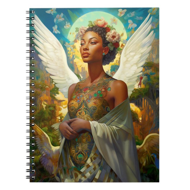 African American Angel Goddess Fantasy Art Notebook (Front)