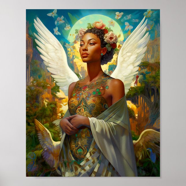 African American Angel Goddess Fantasy Art Poster (Front)