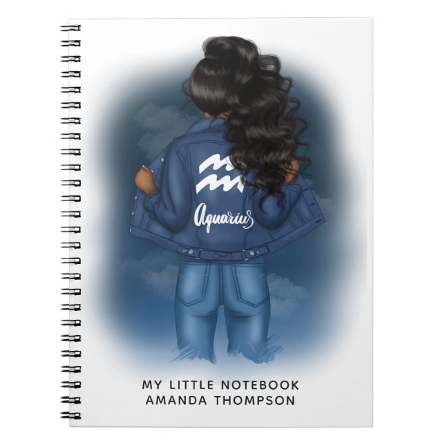 African American Aquarius Zodiac Sign Notebook (Front)
