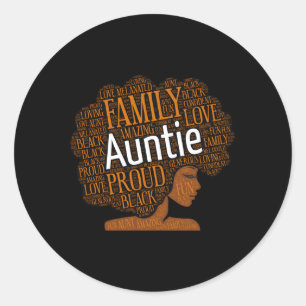 African American Aunt Auntie Afro Classic Round Sticker