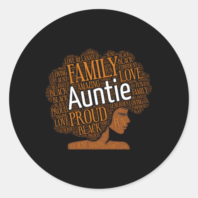 African American Aunt Auntie Afro Classic Round Sticker (Front)