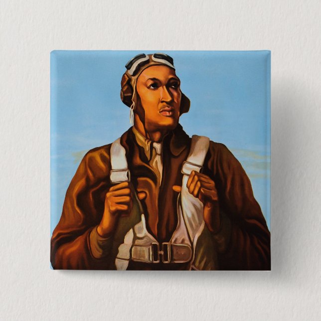 African American Aviators Fighter Pilots of WW2  15 Cm Square Badge (Front)