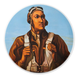 African American Aviators Fighter Pilots of WW2 Ceramic Knob