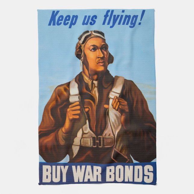 African American Aviators Fighter Pilots of WW2  Tea Towel (Vertical)