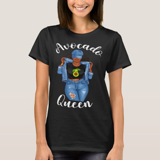 African American Avocado Queen Vegan Veganism Crue T-Shirt (Front)