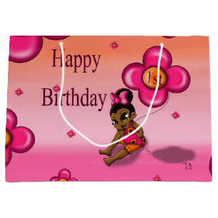 African American Baby 1st Birthday Large Gift Bag