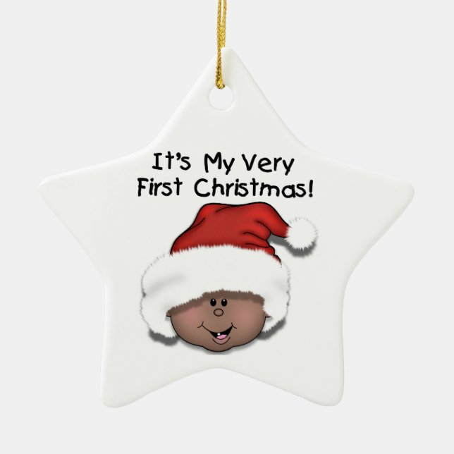 African American Baby 1st Christmas Ornament (Front)