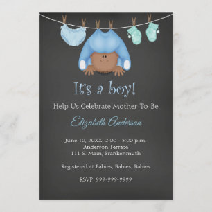 African American Baby Boy Baby Shower Invitation