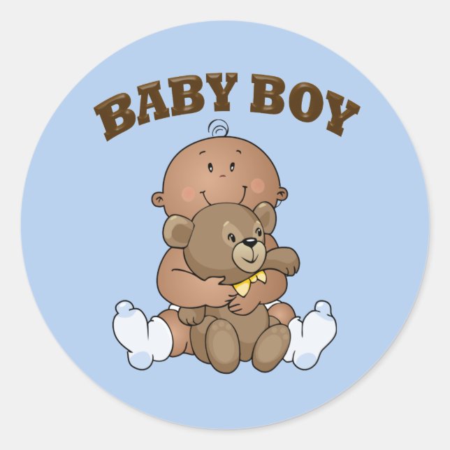 African American Baby Boy Classic Round Sticker (Front)