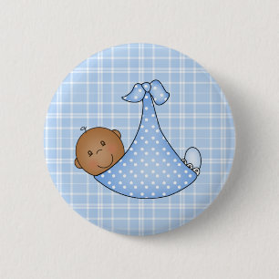 African American Baby Boy in Blanket 6 Cm Round Badge