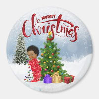 African American Baby Christmas Magnet