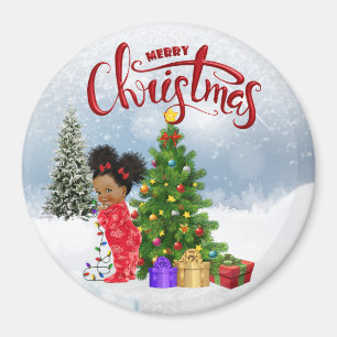 African American Baby Christmas Magnet