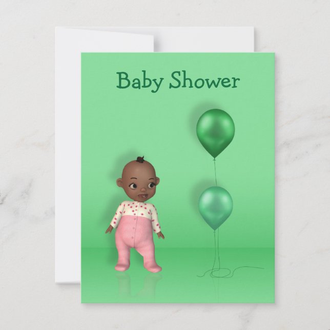 African American Baby Girl Baby Shower Invitation (Front)